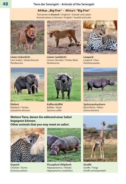 SERENGETI - MASAI-MARA - NGORONGORO - LAKE MANYARA Safari-Handbook