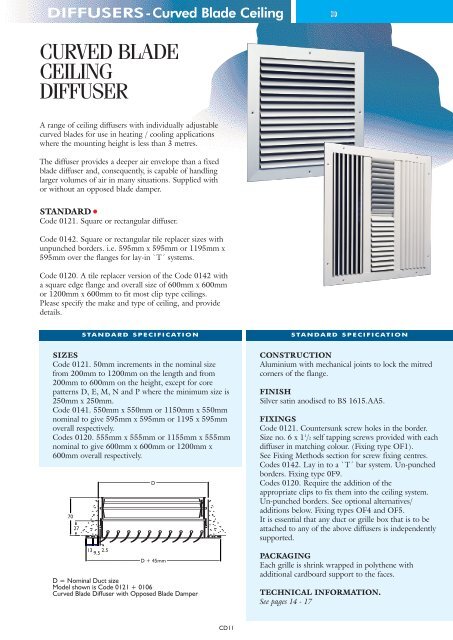 Curved Blade Ceiling Diffuser Scottaire