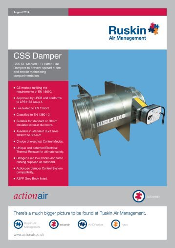 Smoke ES rated Dampers - CSS Damper - Actionair