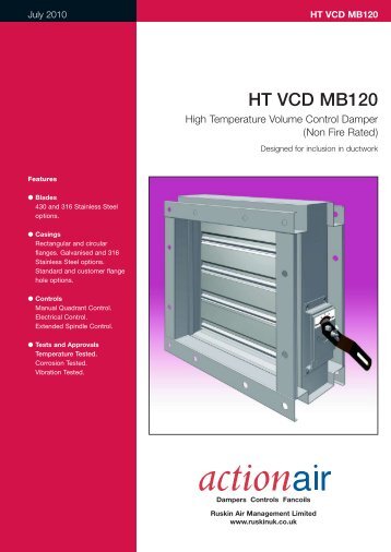 HT VCD MB120 High Temperature Volume Control Damper - Actionair