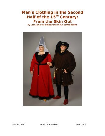 15th Century Men's Clothing: - Historic Life