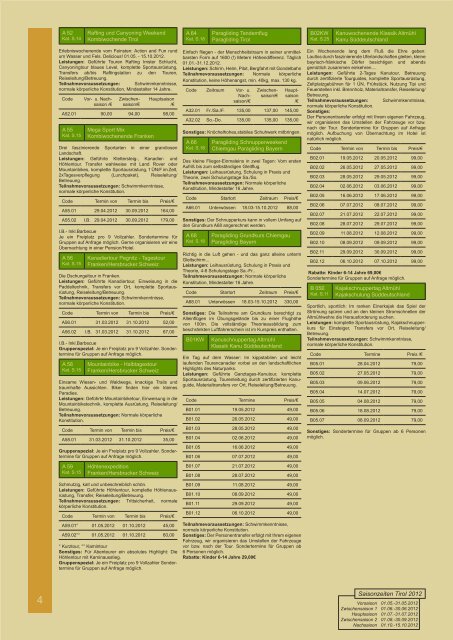 Preisliste 2012 - Protectours