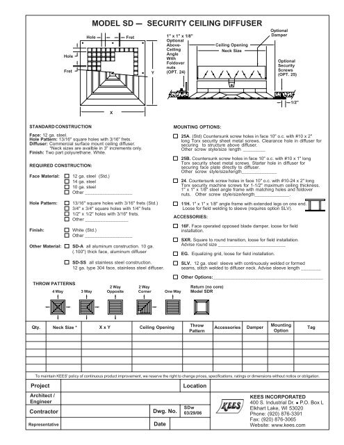Model Sd Security Ceiling Diffuser