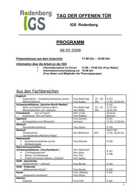 PROGRAMM - Stadtschule Rodenberg