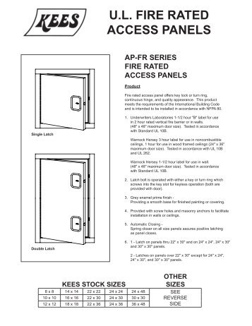 U.L. FIRE RATED ACCESS PANELS