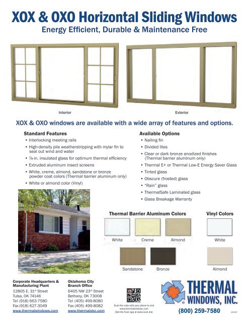 XOX & OXO Horizontal Sliding Windows - Thermal Windows, Inc.