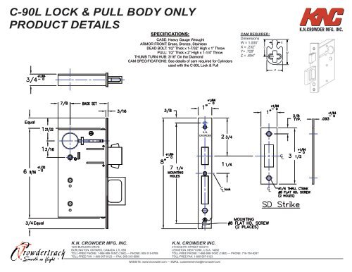c-90l lock & pull body only installation & template - KN Crowder Inc