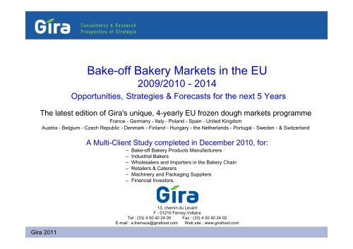 Bake-off Bakery Markets in the EU 2008/9-2014 - Gira