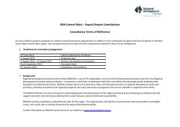 RDA Central West Export & Import project TOR - Regional ...