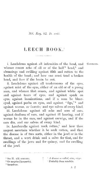 Leechdoms, wortcunning, and starcraft of early England. Being a ...