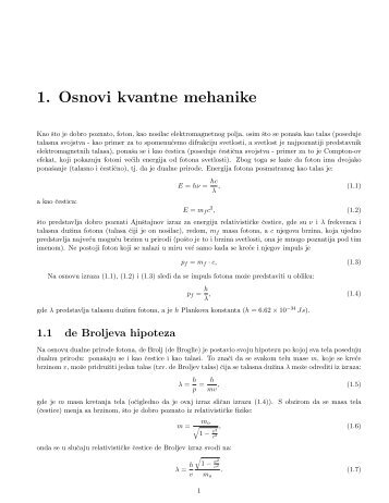 1. Osnovi kvantne mehanike - Elektronski fakultet Nis