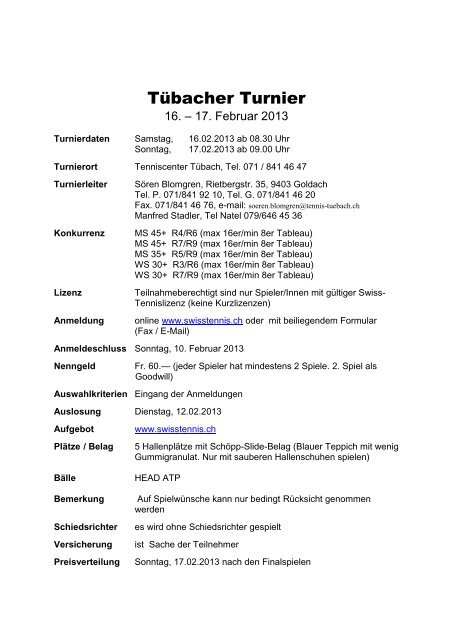 TÃ¼bacher Turnier - tennis center tÃ¼bach