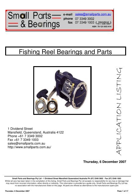 Fishing Reel Bearings and Parts Shimano - Small Parts and Bearings