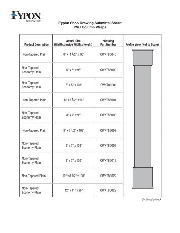 Fypon Shop Drawing Submittal Sheet PVC Column Wraps Product ...