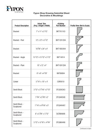 Fypon Shop Drawing Submittal Sheet Decorative & Mouldings ...