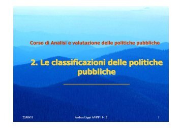2. Le classificazioni delle politiche pubbliche - CIRES