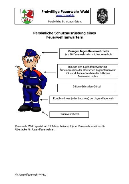 Freiwillige Feuerwehr Wald Persönliche Schutzausrüstung eines ...