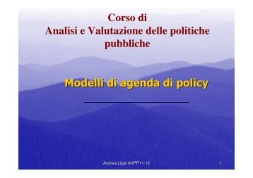 Corso di Analisi e Valutazione delle politiche pubbliche ... - CIRES