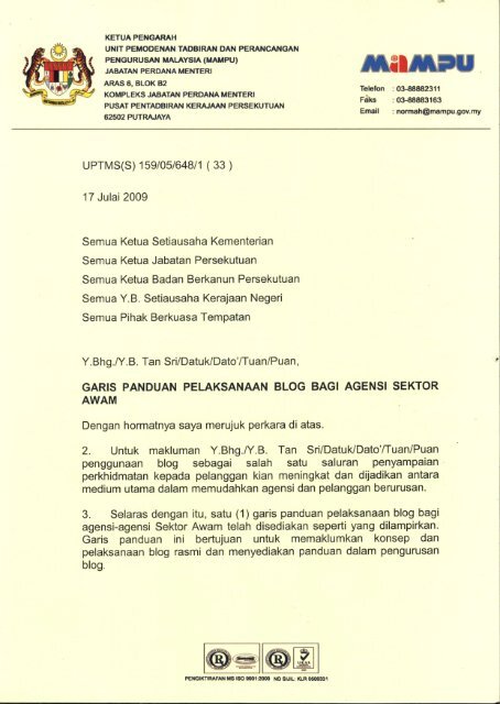 Garis Panduan Pelaksanaan Blog Bagi Agensi Sektor Awam Mampu