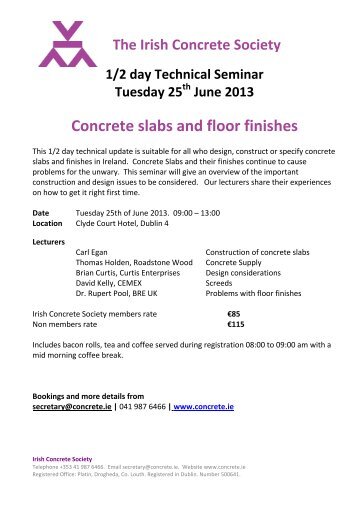 Concrete slabs and floor finishes - Irish Concrete Society