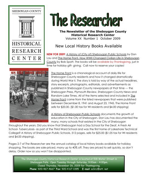 New Local History Books Available - Sheboygan County Historical ...