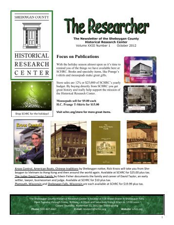 October 2012 - Sheboygan County Historical Research Center