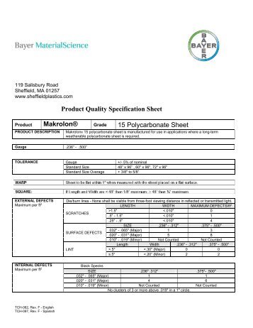 Makrolon® 15 Polycarbonate Sheet Qu...