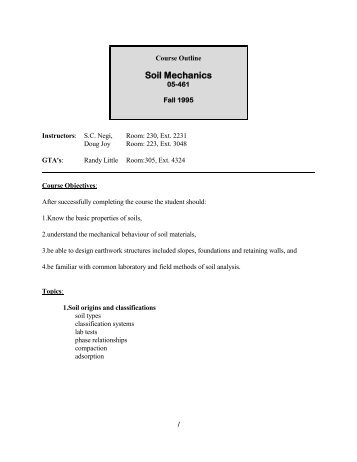 ENGG*3670 Soil Mechanics