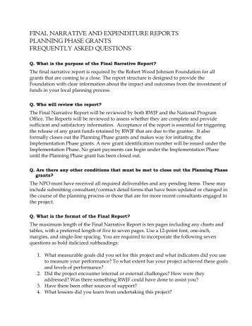 final narrative report research and