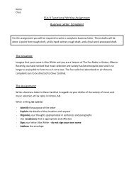 ELA 9 Functional Writing Assignment Business Letter: Complaint ...