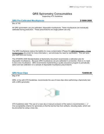 Spirometry Consumables - QRS Diagnostic