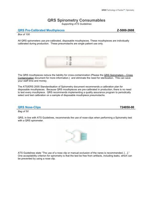 Spirometry Consumables - QRS Diagnostic