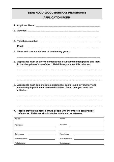 sean hollywood bursary programme application form - Newry and ...