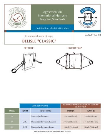 Certified Trap Identification Sheets (PDF) - Fur Institute of Canada