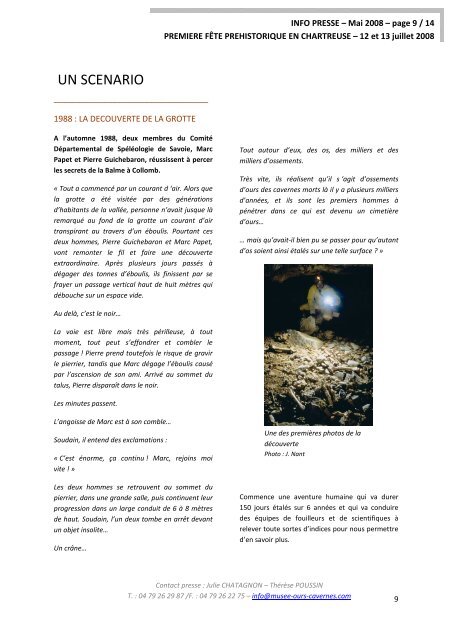 Dossier presse - MusÃ©e de l'Ours des Cavernes en Chartreuse