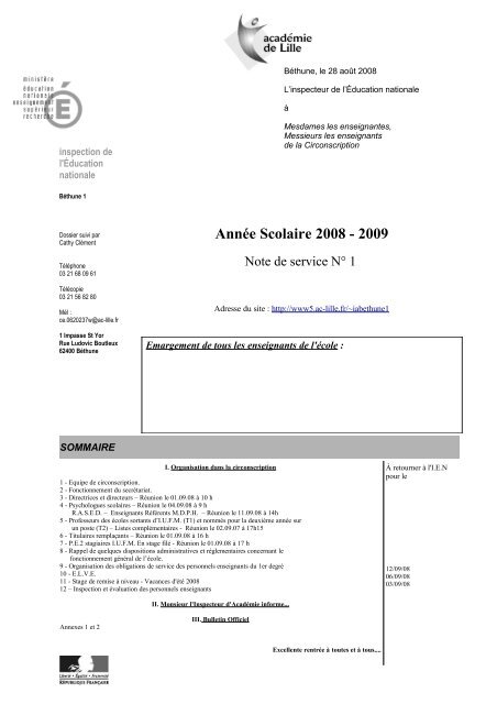 AnnÃ©e Scolaire 2008 - 2009 - Www5.ac-lille.fr