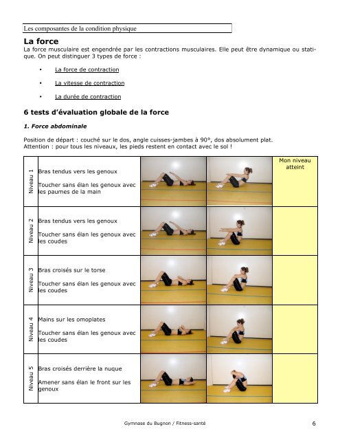 tests et exercices pdf - Gymnase du Bugnon