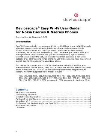 Devicescape Easy Wi-Fi User Guide for Nokia Eseries & Nseries ...
