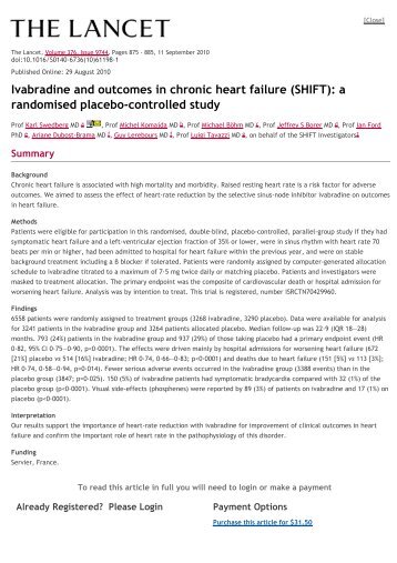 Ivabradine and outcomes in chronic heart failure (SHIFT ... - Esculape