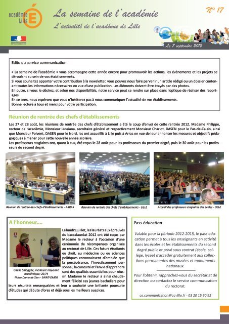 Bulletin d'informations 1 - Www5.ac-lille.fr - AcadÃ©mie de Lille