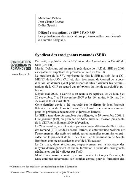 AD 09 / Rapport d'activitÃ©s - SociÃ©tÃ© pÃ©dagogique vaudoise