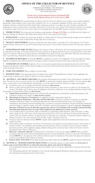 OFFICE OF THE COLLECTOR OF REVENUE CITY OF ST LOUIS EARNINGS AND PAYROLL TAX DIVISION visual data 8