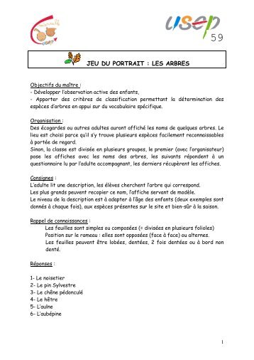 Jeu du portrait arbres - USEP 42