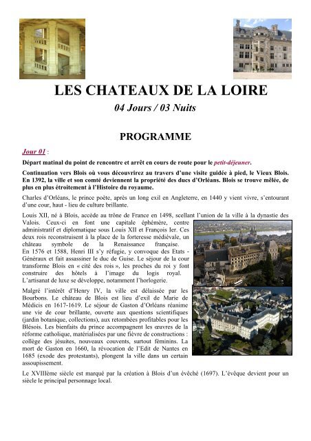 CHATEAUX DE LA LOIRE Timetours -Base pax - IGeSA