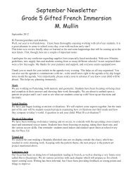 September Newsletter Grade 5 Gifted French Immersion M. Mullin