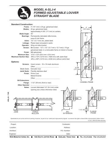 model a-slj-4 formed adjustable louver straight blade - NCA ...