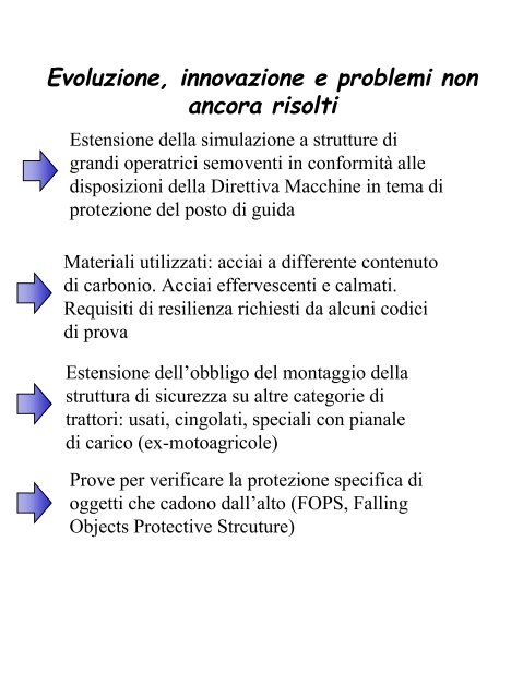 PROVA DELLE STRUTTURE DI SICUREZZA PER TRATTORI ...