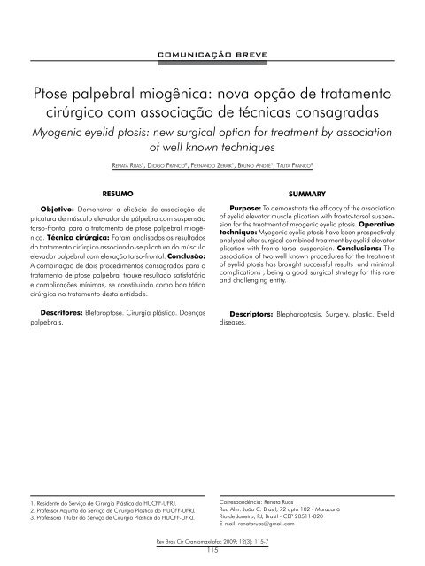 Ptose palpebral miogÃªnica: nova opÃ§Ã£o de tratamento ... - ABCCMF