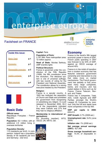 Factsheet on FRANCE Basic Data Economy 1 - Enterprise Europe ...