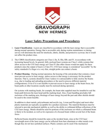 Laser Safety Precautions and Procedures - Gravograph-New Hermes